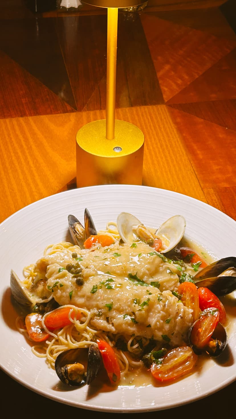 Fresh seafood Italian dish prepared with traditional Mediterranean ingredients at Mama Mia's