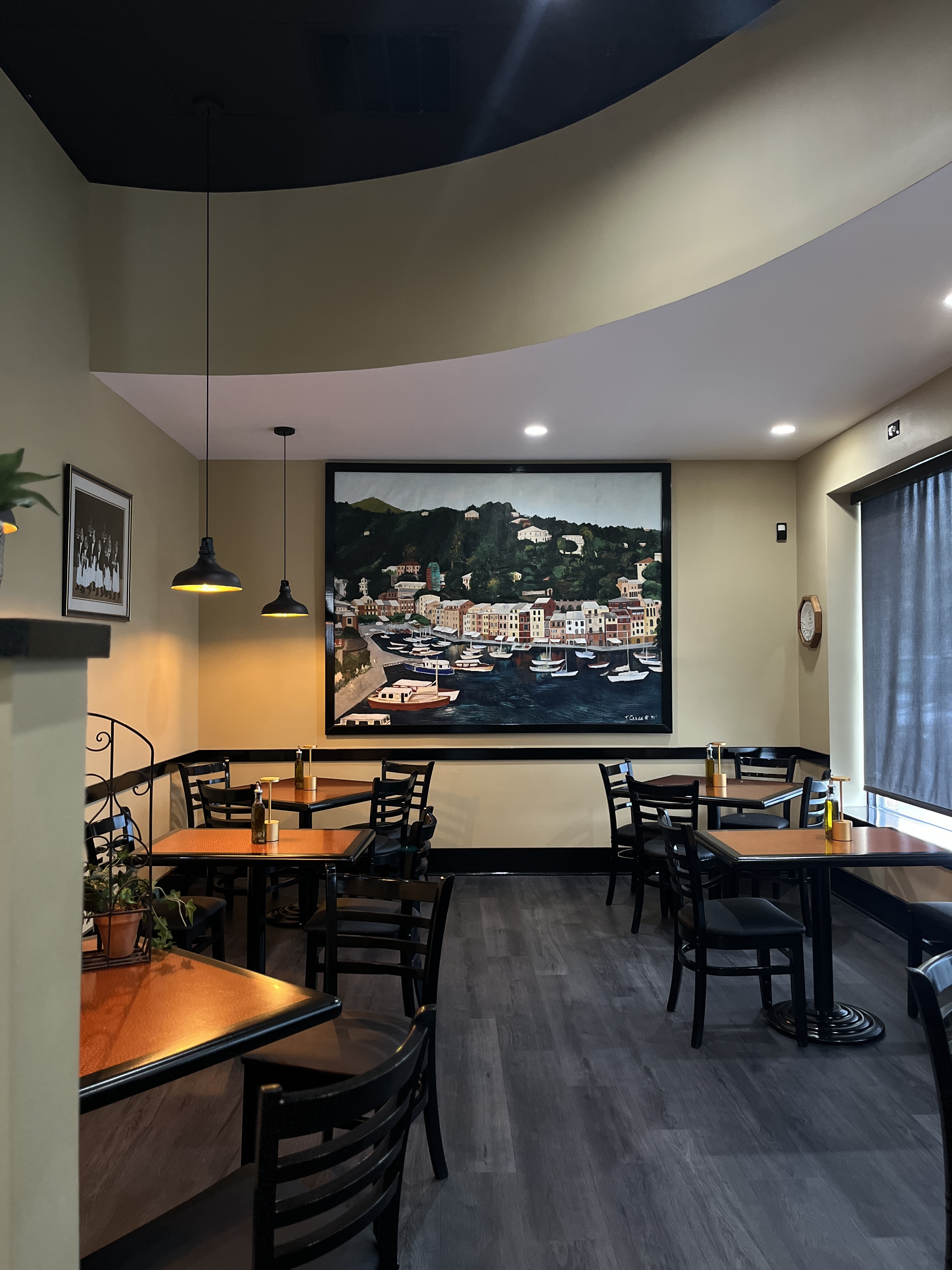 Updated restaurant interior at Mama Mia's Ristorante showing contemporary design with warm ambiance and comfortable seating in Egg Harbor Township New Jersey