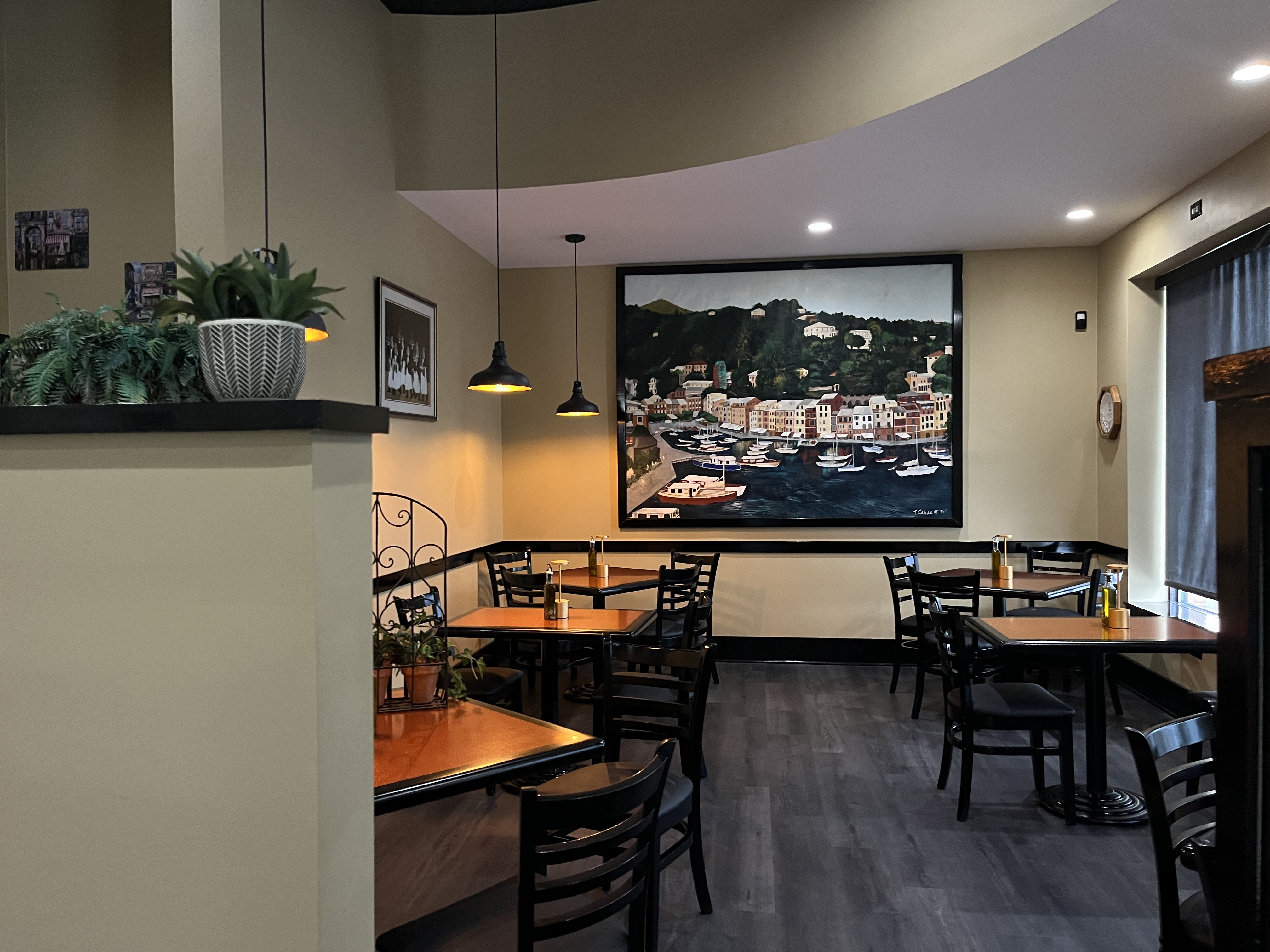 Modern dining experience at the newly renovated Mama Mia's Ristorante in Egg Harbor Township NJ, featuring elegant table settings and sophisticated atmosphere